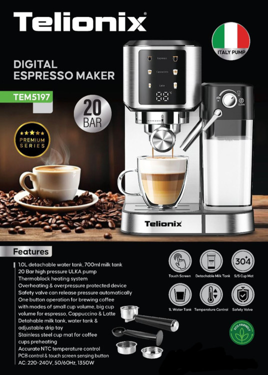 اسپرسوساز دیجیتال Telionix مدل TEM5197 تلیونیکس